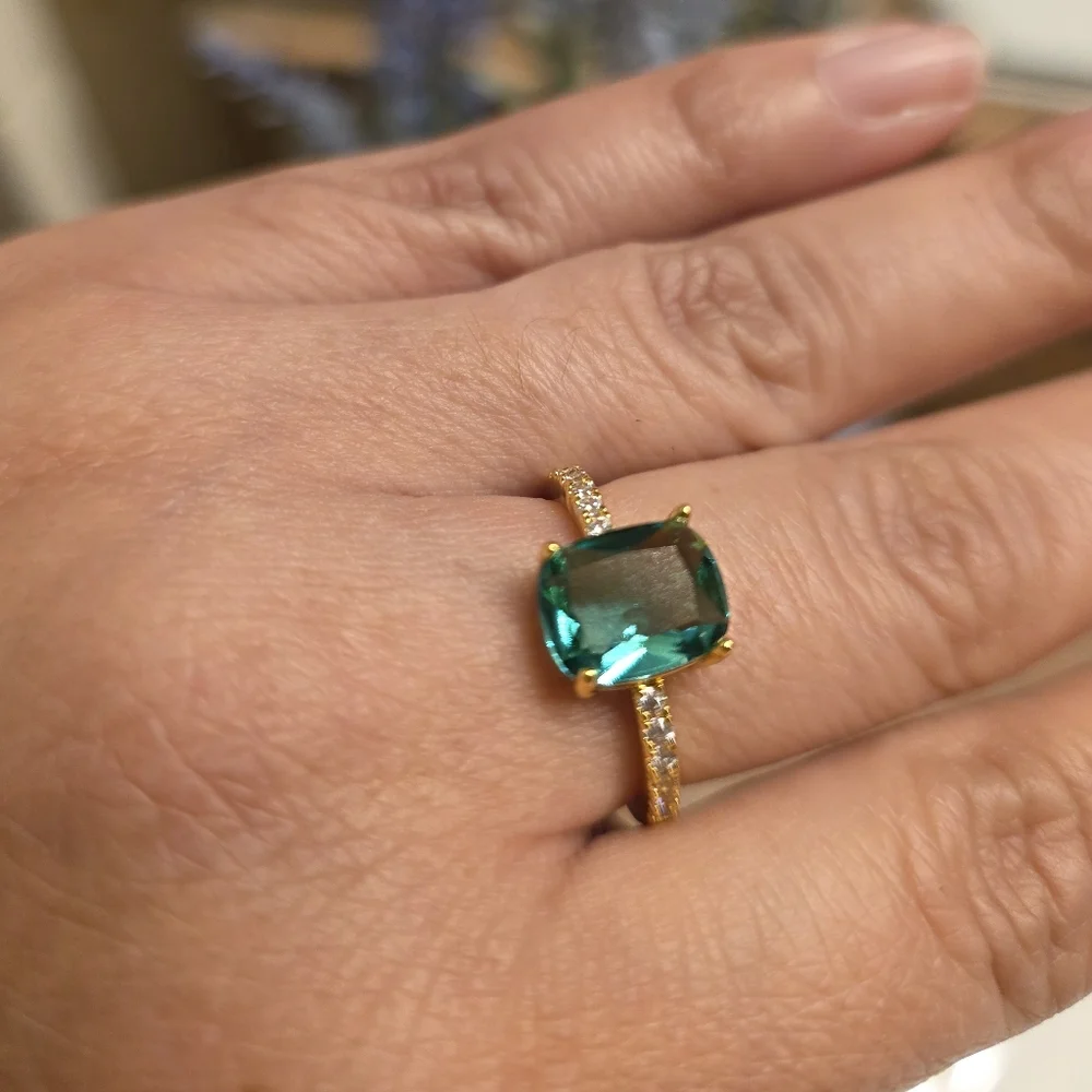 Sea Blue Cubic Zirconia Ring - Picture 7 of 7